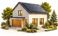 Illustration of a solar-powered home