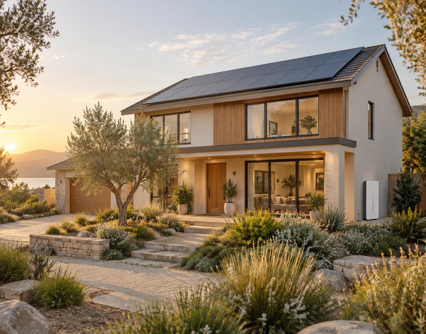 Home with solar panels on the roof